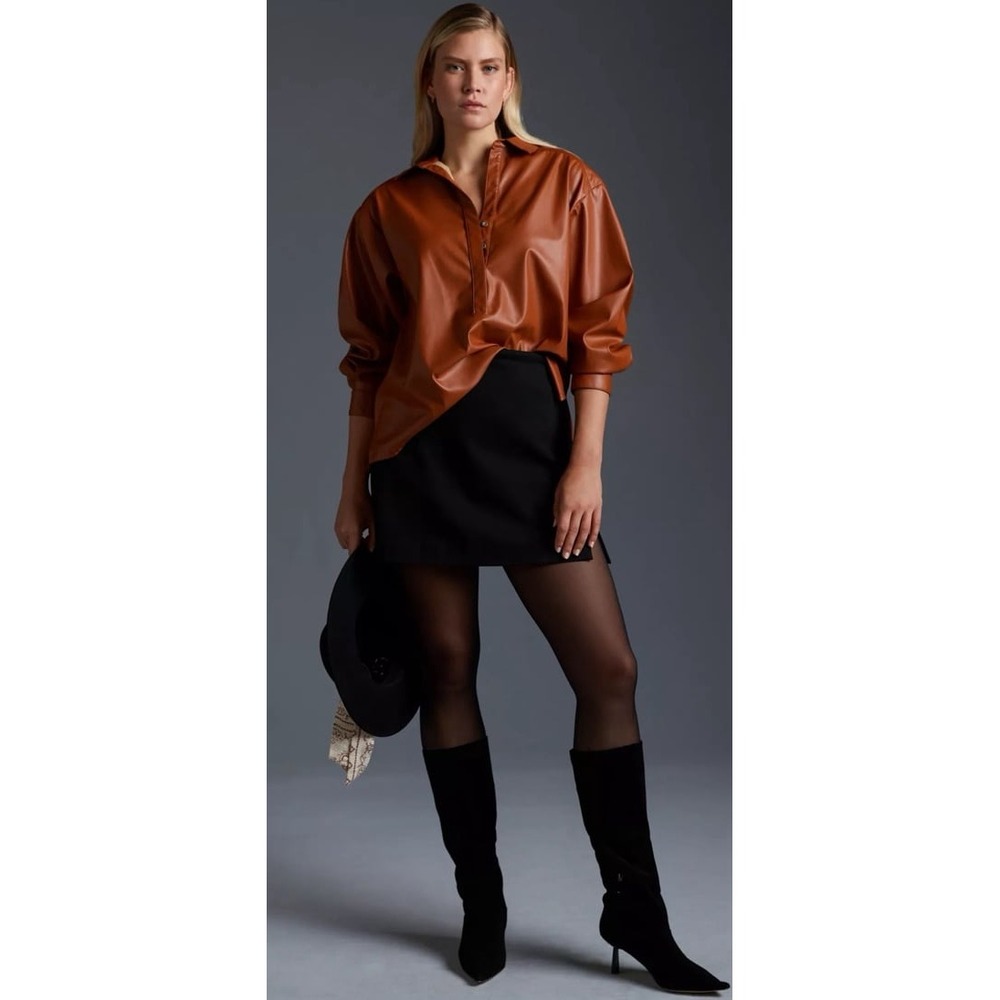Anthropologie faux leather top‎ size 1x - Picture 11 of 11